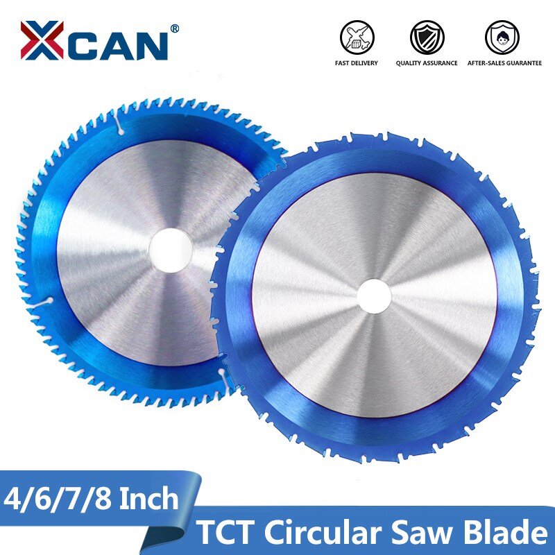XCAN hoja de sierra Circular TCT, disco de corte de madera con punta de carburo recubierta de color azul Nano, 4/6/7/8 pulgadas, 1 unidad