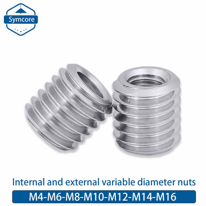 5PCS Internal And External Thread Nut Inside Outside Thread Adapter Screw M4 M6 M8 M10 M12 M14 M16 Conversion Nut