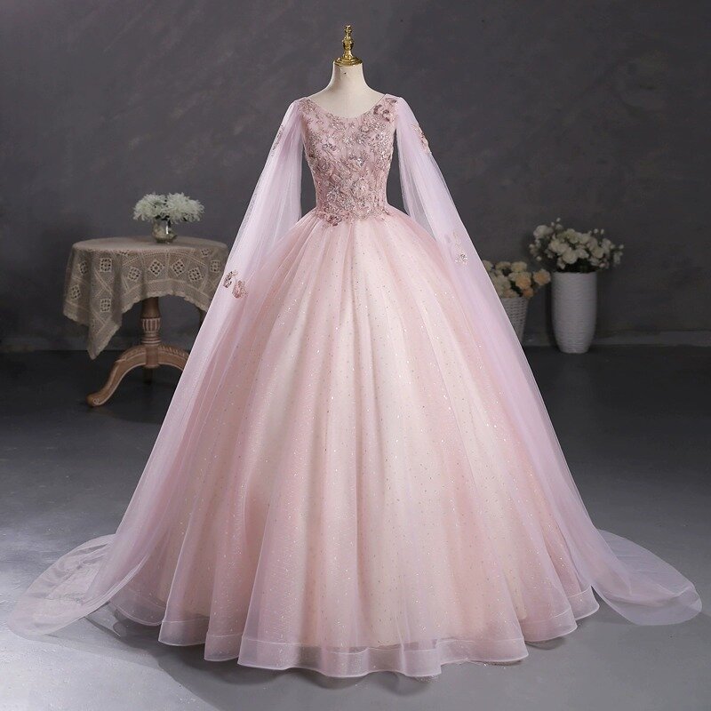 Pink Ball Gown Quinceanera Dresses Tulle Appliques Prom Birthday Party Gowns Formal Vestido De Anos 15 Sweet 16