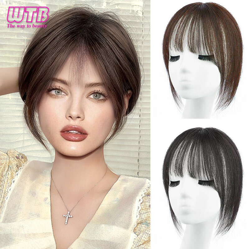 WTB Synthetic Bangs Wig Female Reissue With Bangs Natural Lifelike Bangs Wig Cover White Hair Suitable For Daily Wear