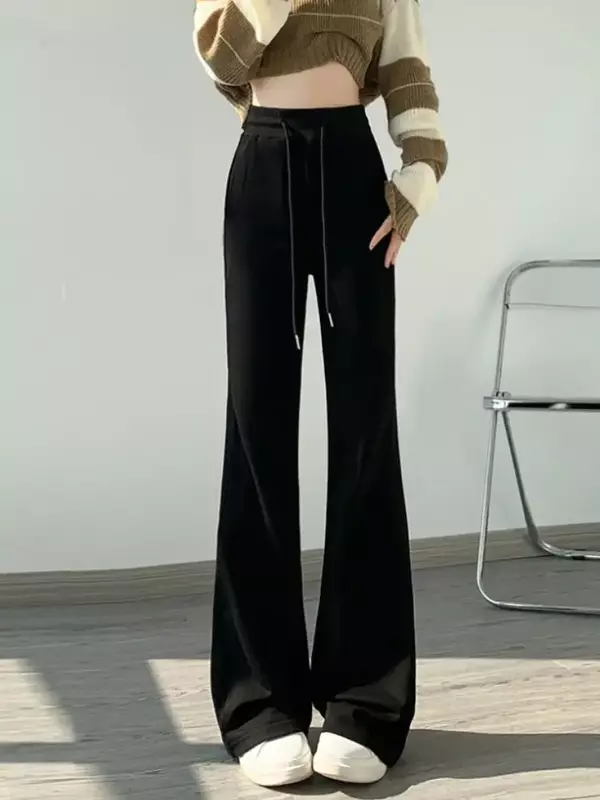 Женские расклешенные брюки, модная уличная одежда, облегающие мягкие спортивные брюки с высокой талией для женщин, сексуальные повседневные длинные брюки Z772