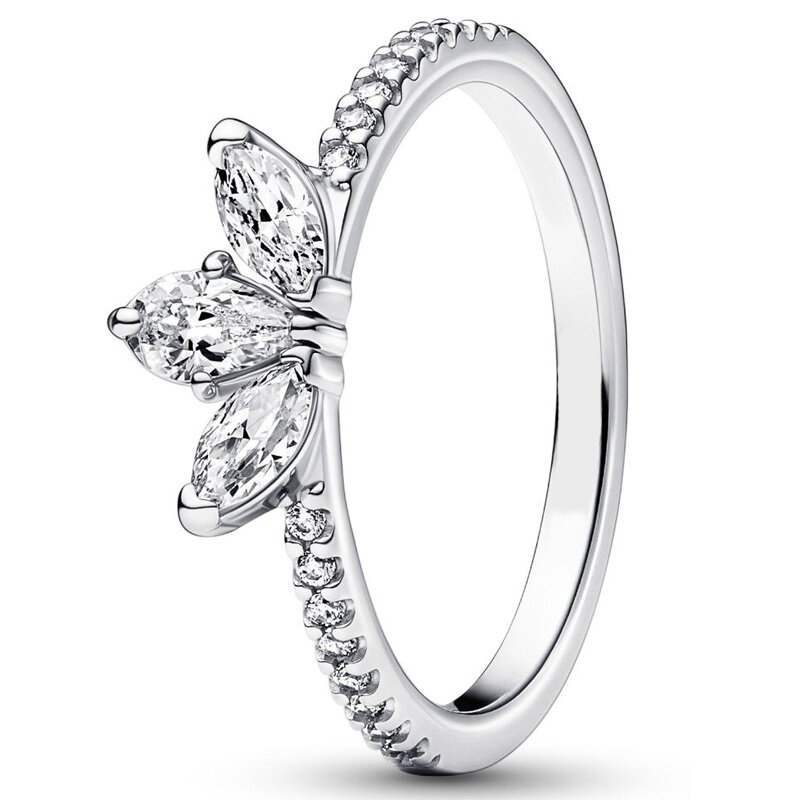 Meio anel autêntico de prata esterlina 925 para mulheres, herbário espumante cluster, desejo atemporal, jóias da moda, presente