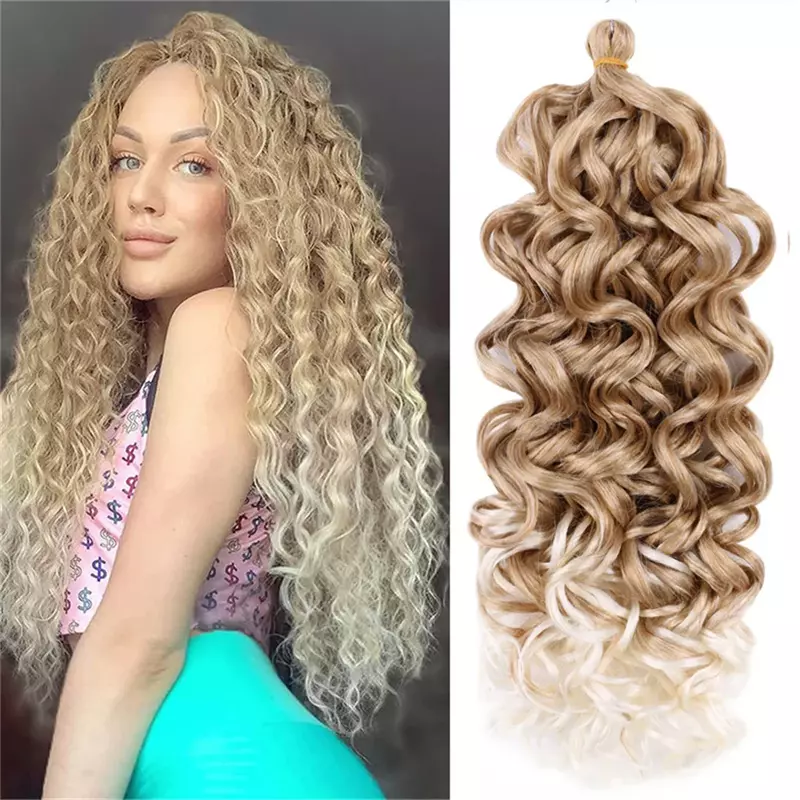 24 Inch Loose Curl Crochet Hair Hawaii Ombre Ocean Wave Synthetic Crochet Braid Hair Twist Fluffy Nature Extensions for Women