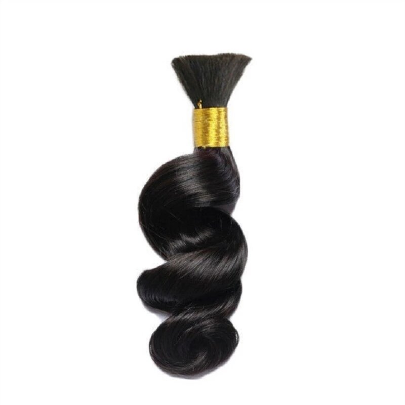 Extensiones de cabello humano ondulado para mujer, extensiones de cabello brasileño Remy a granel, sin trama trenzada, 1 unids/set