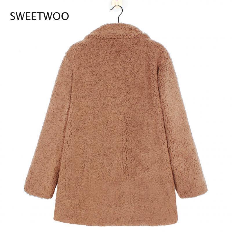 Faux Fur Coat Fleece Sweatshirts Cardigan 2019 Female Autumn Winter Coat Women Overcoat Plush Jacket Contracted Mujer Chaqueta