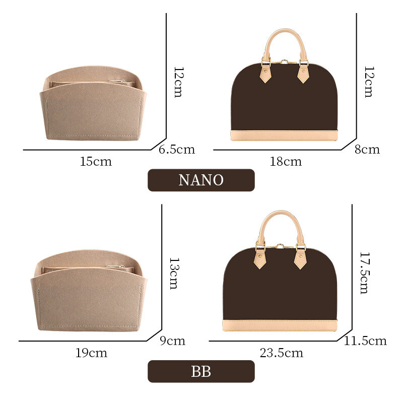TINBERON-Sac de maquillage en feutre, sac à main, convient pour sac à coque, sacs de rangement NANO BB, évaluation de voyage, cosmétiques