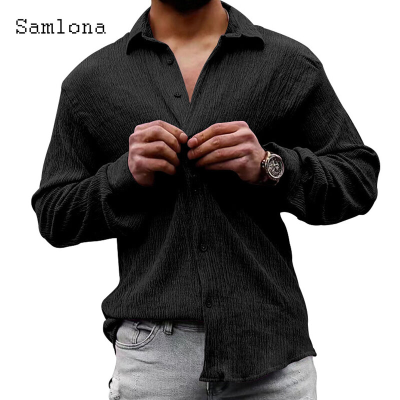 Модная Свободная блузка в европейском стиле, Мужская винтажная рубашка, одежда 2023, Осенний базовый топ, мужская повседневная рубашка, мужские Блузы