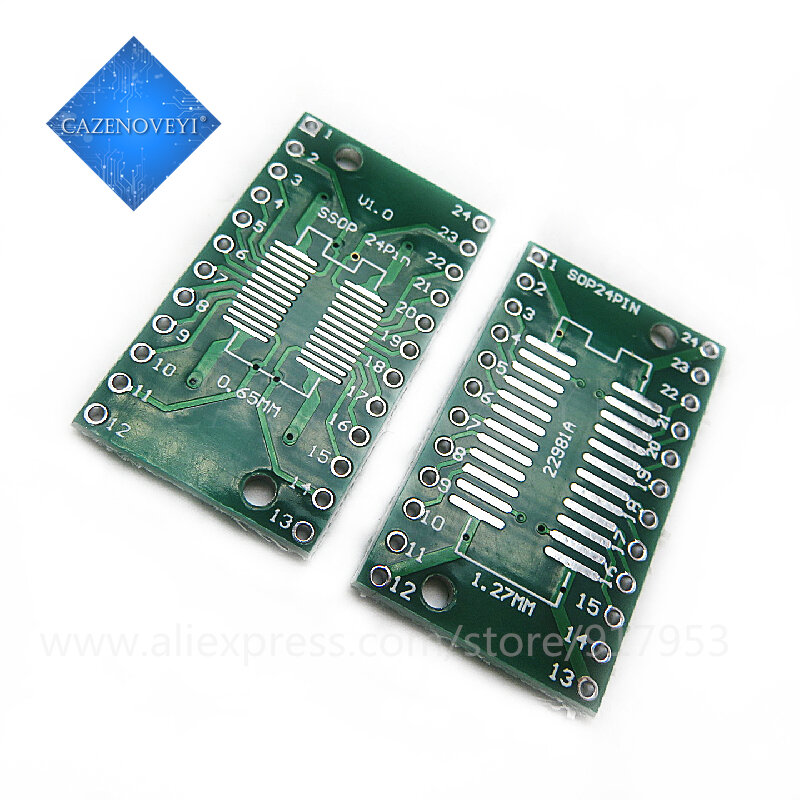 PCB Board Converter Soquete, SSOP24, TSSOP24 para DIP24, PCB Pinboard, SMD para DIP, 0,65mm, 1,27mm a 2,54mm, DIP Pin Pitch, 10pcs por lote