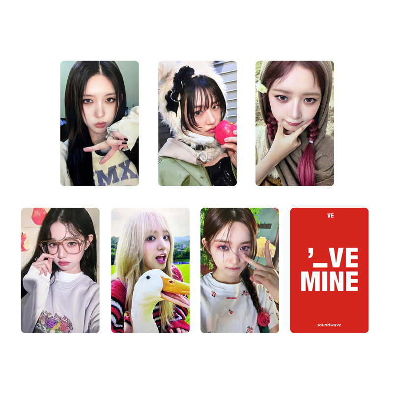 Tarjeta de la suerte especial, 6 piezas, KPOP IVE - 1st EP he MINE Sw Album LOMO Card, Wonyoung, gafas redondas, LIZ Rei Group postal