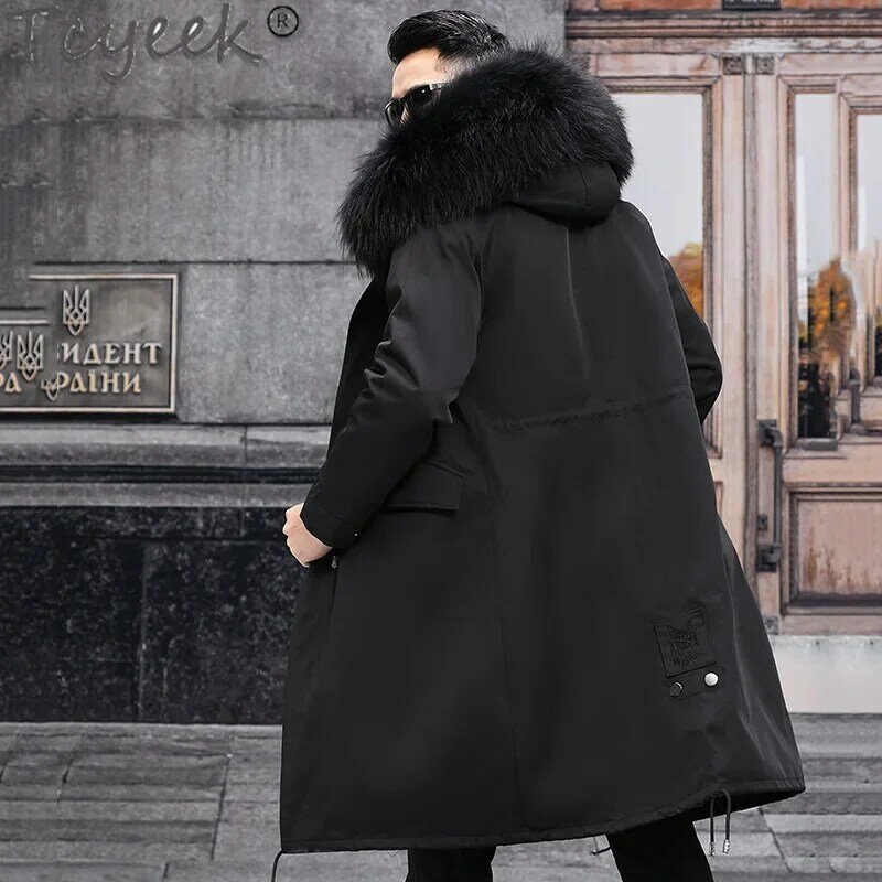 Tcyeek natürliche Schaffell Wolle Parka Winter jacke Männer warmen Fuchs Pelz kragen Mode Schaf Scher mantel Herren Kleidung koreanisch