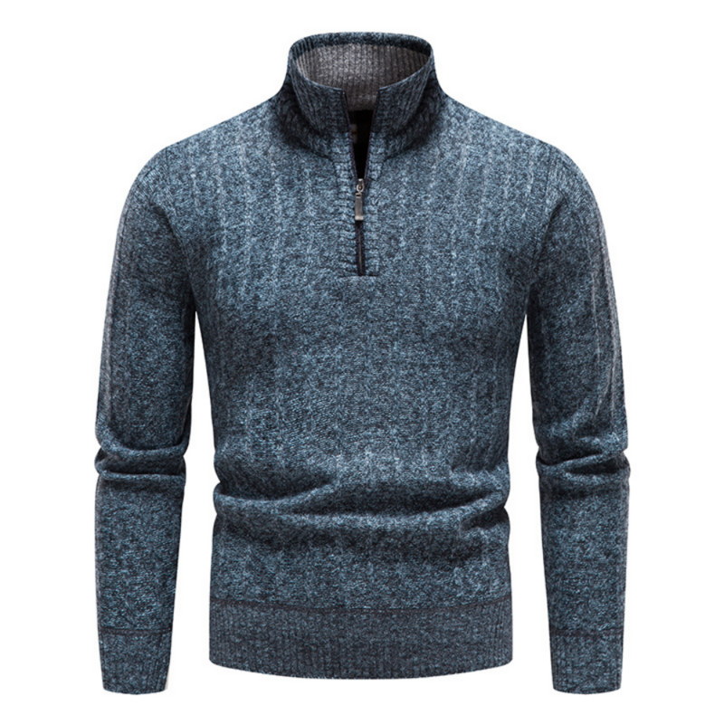 Eridale-男性用の縦襟付きニットセーター,厚くて厚いスウェットシャツ,無地,セミジッパー付き,Mzm242