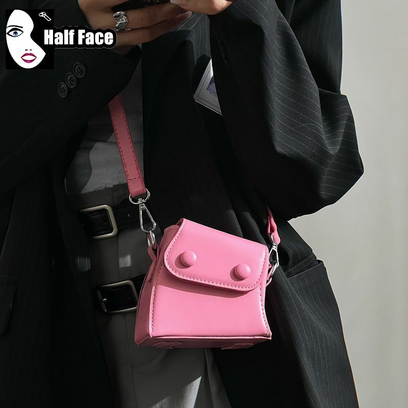 กระเป๋าถือ Y2K สไตล์ฮาราจูกุสำหรับผู้หญิง, กระเป๋าถือดีไซน์พังก์สีชมพูขั้นสูงกระเป๋าสะพายไหล่ข้างเดียวกระเป๋าขนาดเล็กพาดลำตัวอเนกประสงค์โลลิต้า