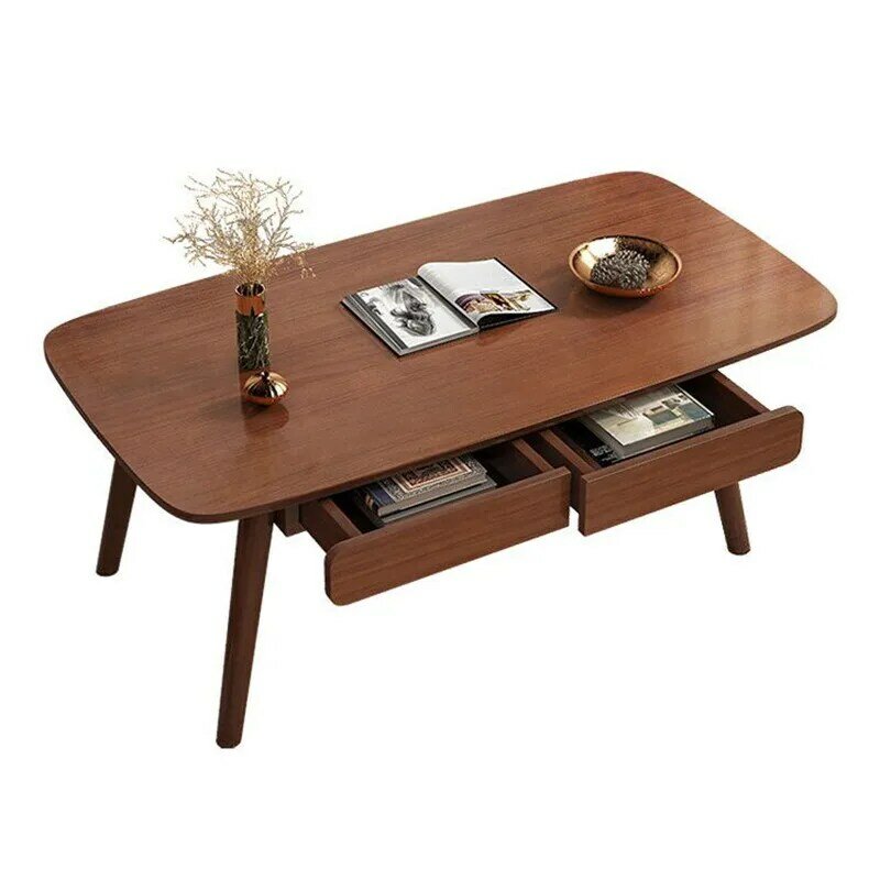 Large-capacity Storage Double-layer Simple Installation Coffee Table For Living Room With Drawer 100*48cm