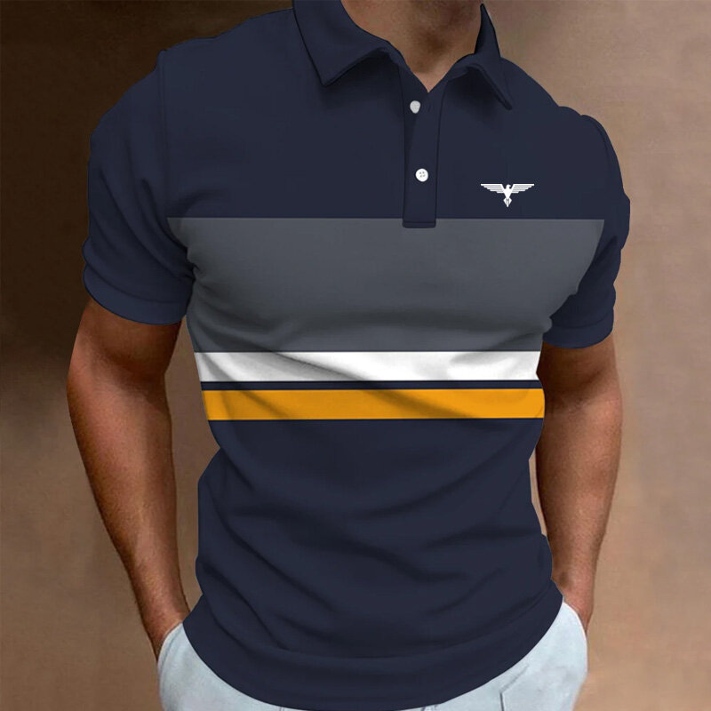 Letnia męska koszulka Polo z krótkim rękawem koszula na co dzień moda męska klapa T Shirt odzież męska