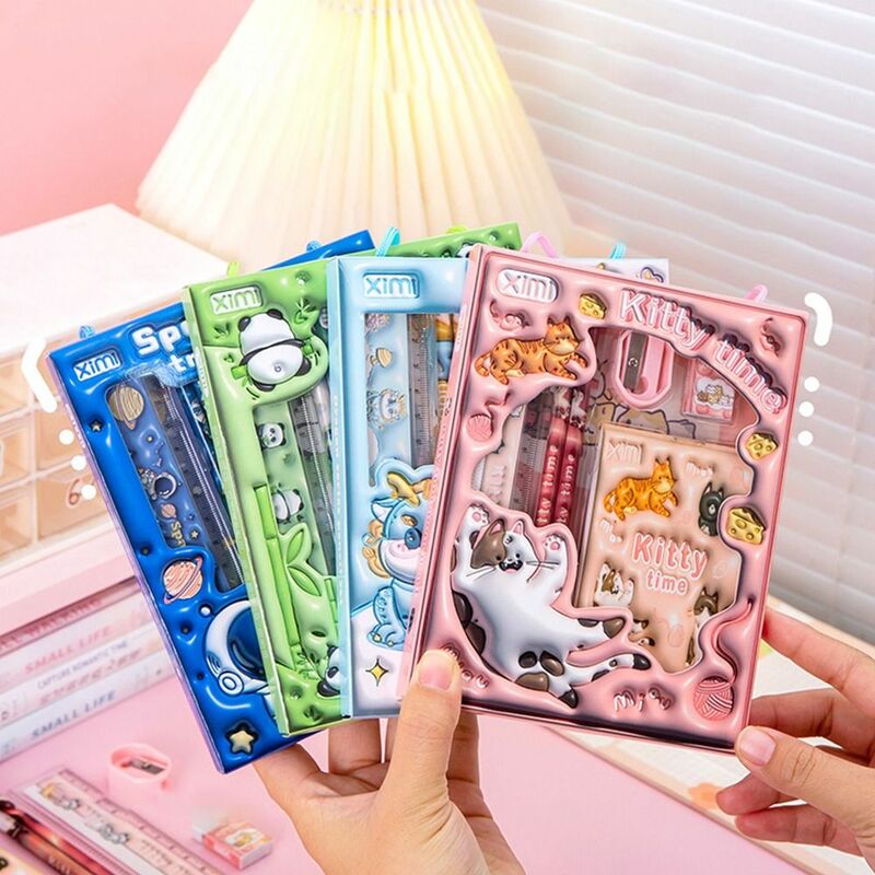 Gift 6 In 1 Stationery Set New Rulers Erasers Kindergarten Birthday Gift Prizes Pencils Study Stationery Set