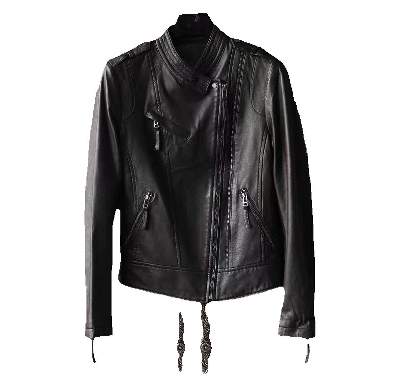 Genuine Leather Jacket For Women's Short Style New Sheep Leather Slim Fit Motorcycle Leather Jacket For Women's Outerwear