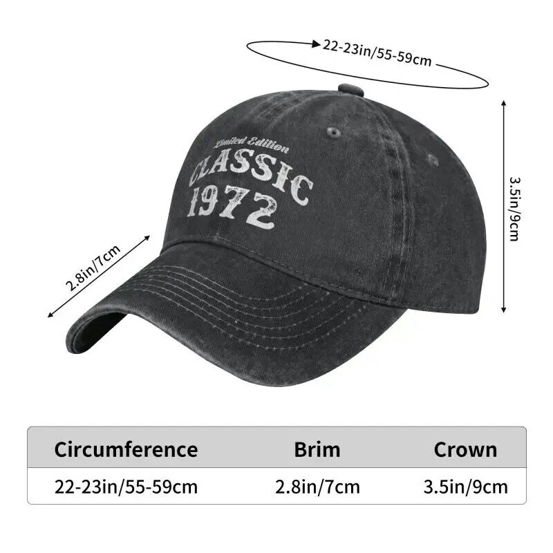 Personalized Cotton Limited Edition Classic 1972 Birthday Baseball Cap Outdoor Men Women's Adjustable Dad Hat Spring