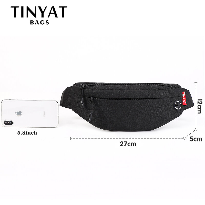 TINYAT-riñonera informal para hombre y mujer, bolso grande para teléfono, de lona, de viaje, para teléfono, con 4 bolsillos