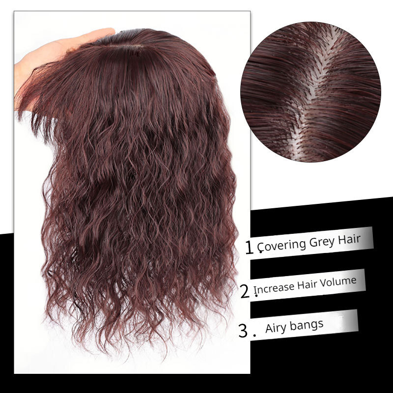 Full Head Wear Curly Topper com Bangs Clip, peruca bagunçada, peruca para cabelos finos, uso diário, moda, 35cm