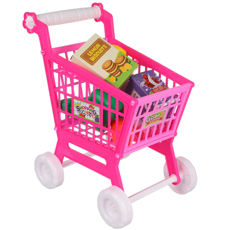 Kids Shopping Cart Trolley Play Pretend Grocery Cart Supermarket Pretend Play Shopping Cart Pretend Fruit Vegetables Shop