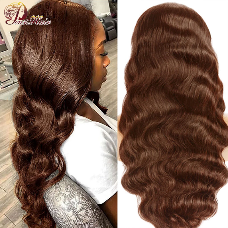 Бразильские коричневые парики из человеческих волос, предварительно выщипанные волнистые передние парики на сетке #4 Drak, коричневый 13x4x 4, женский парик на сетке спереди, парик без повреждений