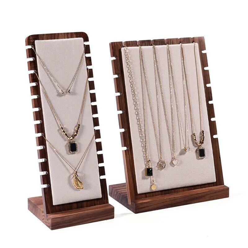 Tablero de exhibición de collar de nogal negro, estante de almacenamiento de cadena colgante desmontable, organizador de joyas, accesorios, soporte para collar Diplay