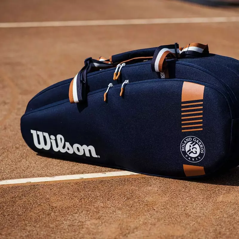 Wilson Roland Garros-Bolsa de tenis con diseño de Tour Team 3 PK, bolsa ligera para raqueta de tenis, color azul marino, con bolsillo para zapatos