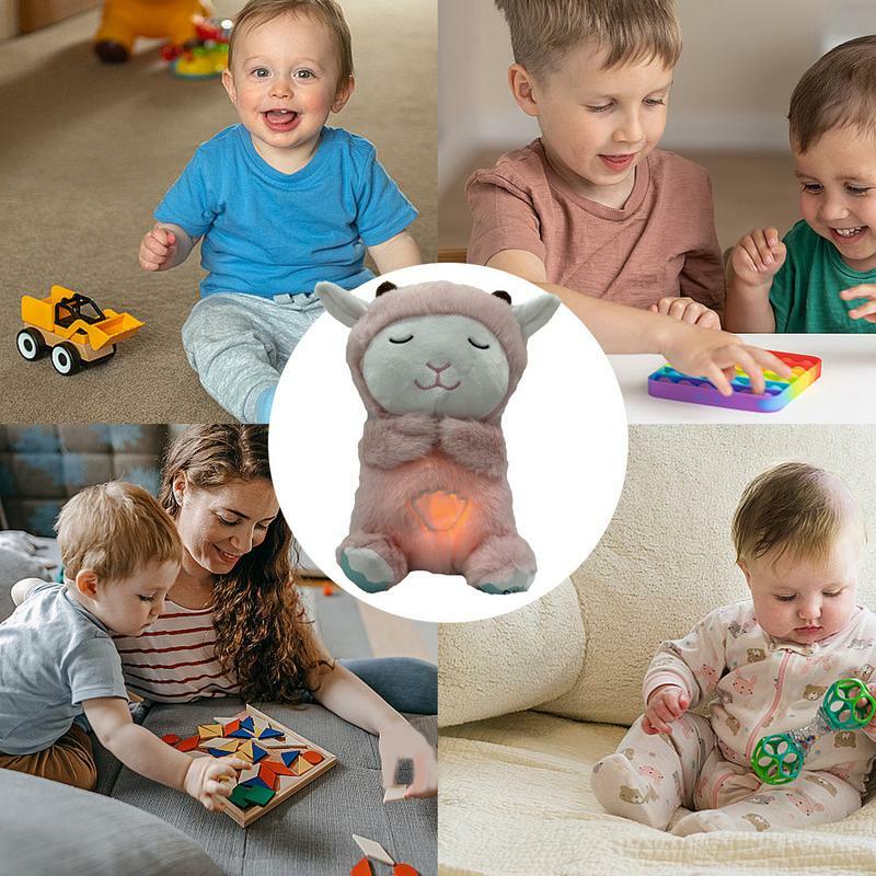 Plush Sound Machine Musical Stuffed Lamb Doll Singing Plush Toys With Soothing Music For Kid's Room Bedside Tables And