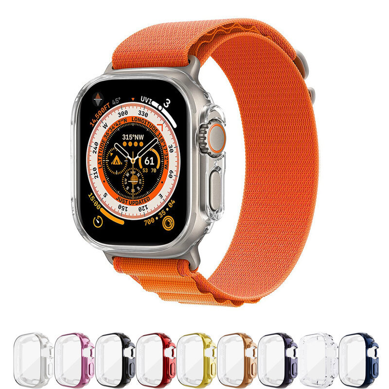 Funda protectora de silicona para Apple Watch 8, carcasa Ultra de 49mm para Iwatch 7, 6, 5, 4, 3, 2, 44, 40, 44, 45mm, accesorios de carcasa de parachoques