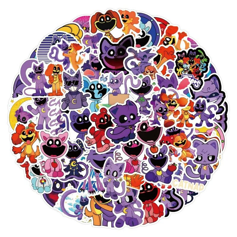 50/110pcs Cartoon Smilling Critter Stickers Game Animal Sticker for Laptop Phone Case Skateboard Wall Diy Decals Kids Toy Gifts