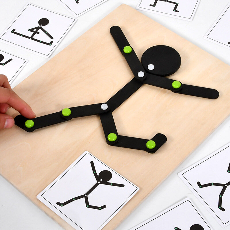 Montessori drewniane DIY sportowe drewniane Puzzle dla mężczyzn zabawki gra edukacyjna wczesna zabawka edukacyjna dla dzieci prezenty dla dzieci