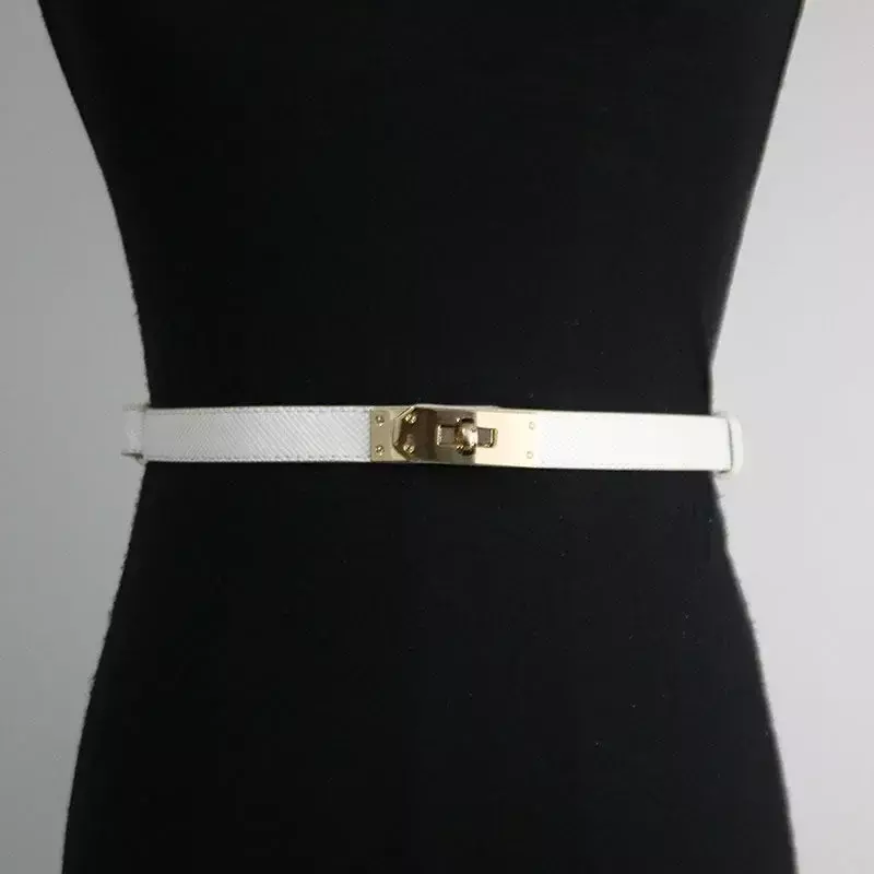 New Fashion Brand High Quality Women PU Leather 1.6cm Width Belts Golden Lock Buckle Dress Jeans Waistband Belt Sweater