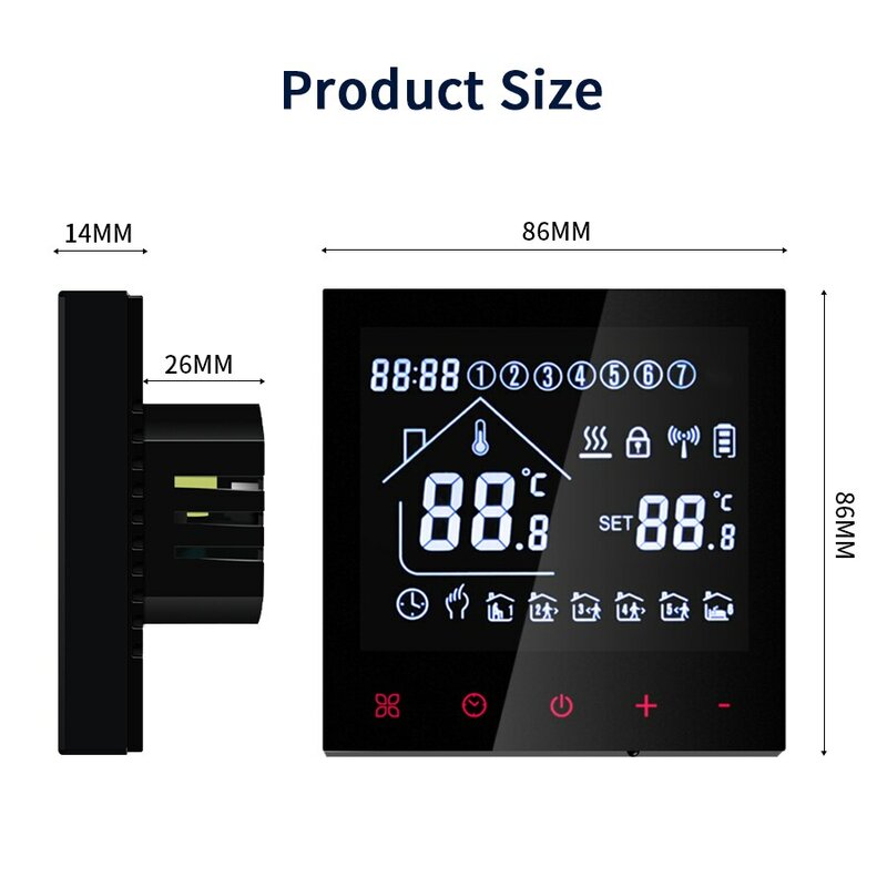 Termostato de pantalla táctil LCD, sistema de calefacción de suelo eléctrico programable, CA 110V 220V, controlador de temperatura para el hogar