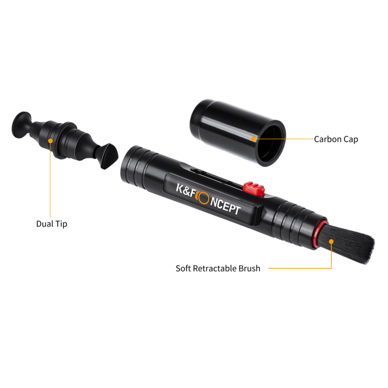 K & F Concept-pluma de limpieza de cepillo suave retráctil para lente de cámara, filtros de lentes, pantallas de Sensor, herramienta de limpieza de polvo