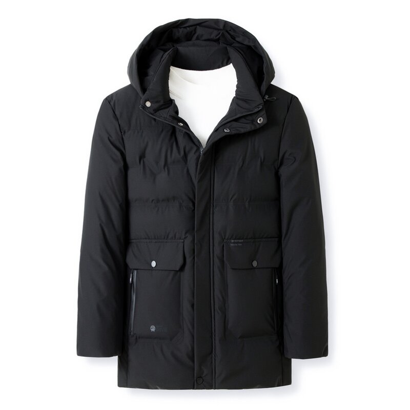 Cookodony-男性用の暖かくて厚いフード付きジャケット,長いコート,大きなポケット,防風,z8147