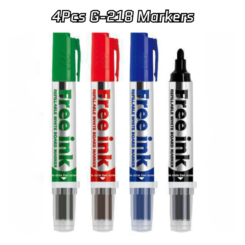 4 pces G-218 marcadores de quadro branco apagáveis, material escolar, pode ser usado para grafite, ensino, reunião. escrita é fácil de borracha