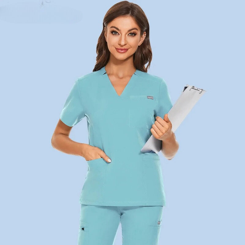 Perlengkapan medis Scrub perawat atasan seragam medis seragam dokter Suster pakaian kerja klinis baju gosok bedah blus baju