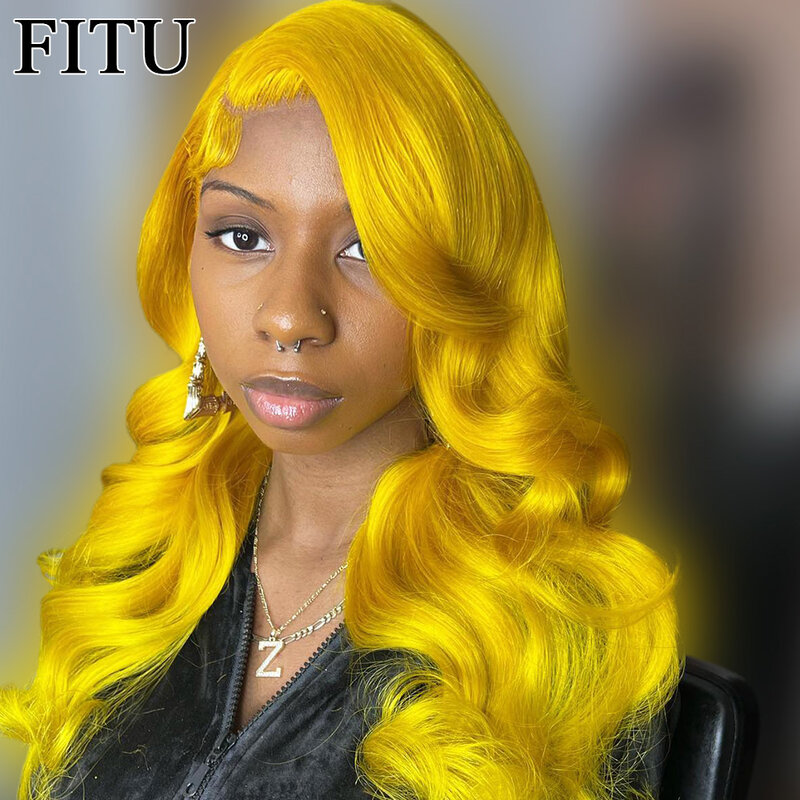 FITU żółty przezroczysty 13x6 13x4 koronkowa peruka z ludzkich włosów 613 kolorowe oskubane z dziecięcymi włosami 5x5 koronkowa peruka