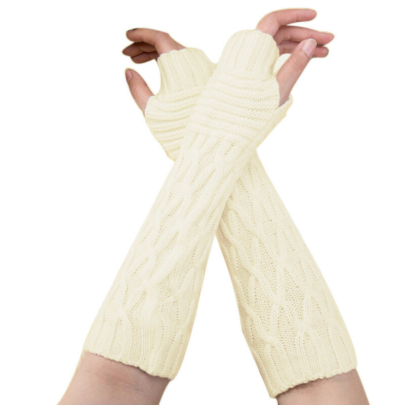 Fashion Women Winter Wrist Arm Warmer Knitted Long Fingerless Gloves Mitten Winter Leather Gloves Y2k For Elegant Women Plush