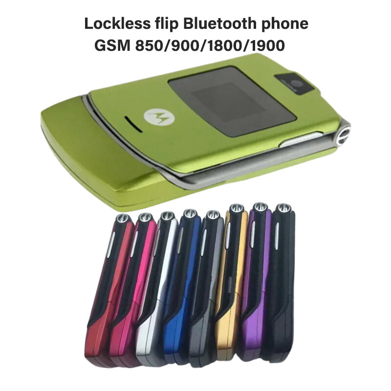 Desbloqueado Flip Bluetooth Celular, Adequado para Motorola V3 Satellite, Era Smart Life, GSM 850, 900, 1800, 1900, Nova Vida