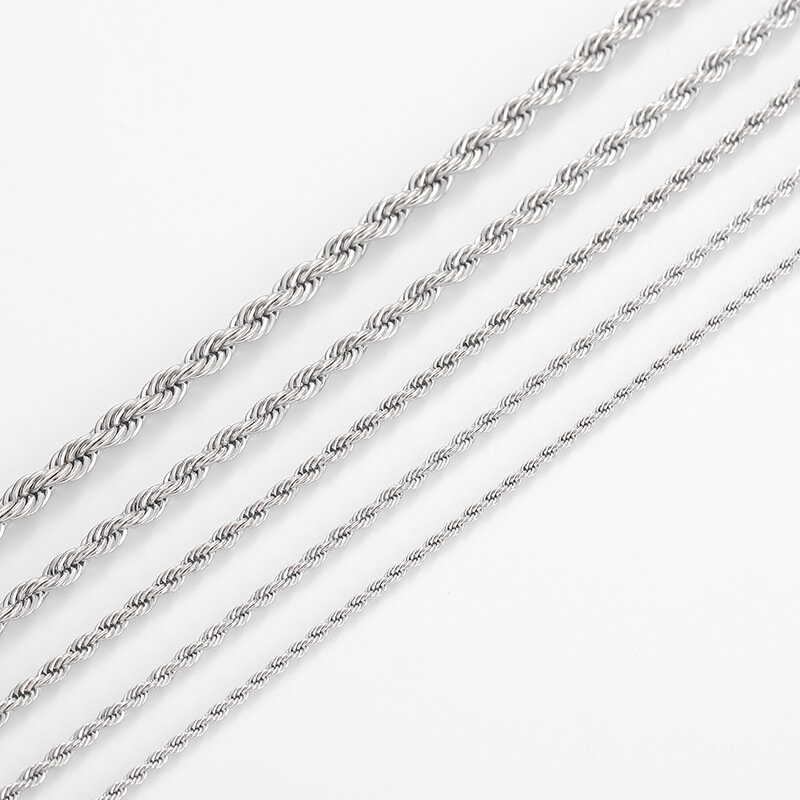 Collar de cadena de cuerda de plata 925 para hombre y mujer, accesorio de joyería de 2/3/4mm, 40-60cm, estilo Hip Hop, ideal para regalo de fiesta