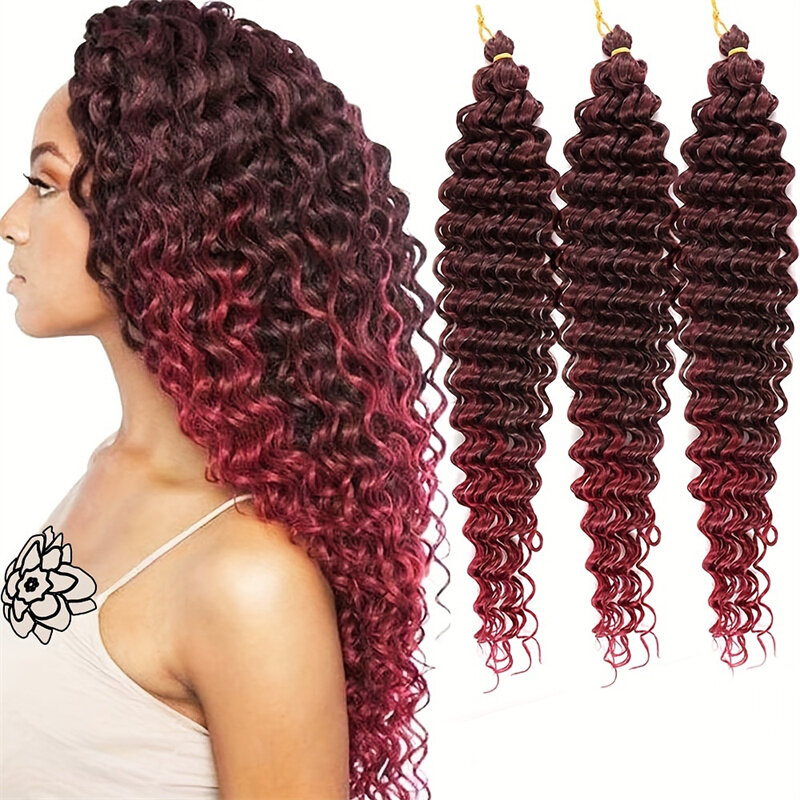 Ariel-crochê encaracolado trançando cabelo, 22 polegadas, onda profunda, crochê, ombre, ombre, perucas sintéticas