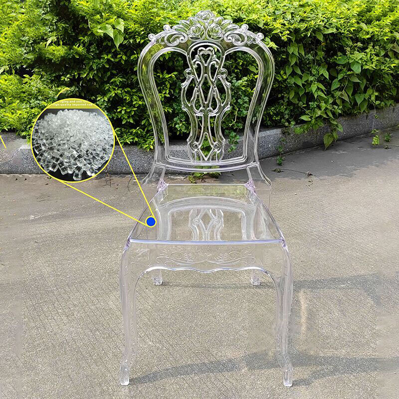 Acrílico Transparente Rose Wedding Chair, Cadeira ao ar livre do lazer Cadeira de jantar para eventos, Mobília do hotel, Salão do banquete, Luxo