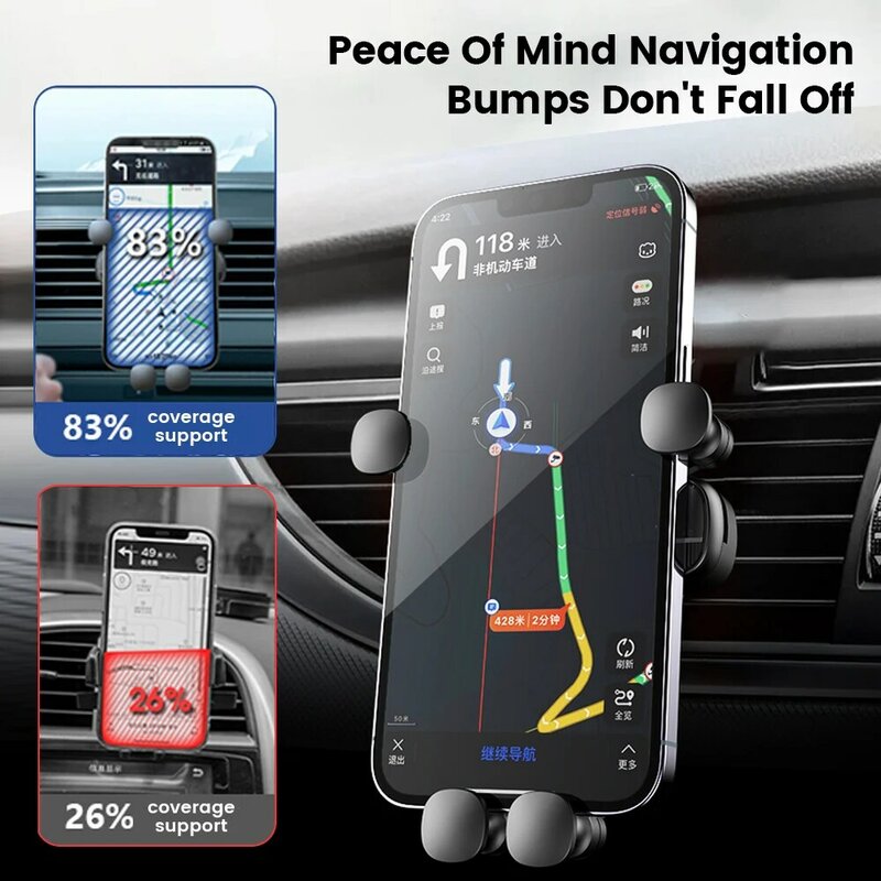 OlPG-Support de téléphone de voiture par gravité, clip d'aération, support de téléphone portable, support GPS, iPhone 13, 12 Pro, Xiaomi, Samsung