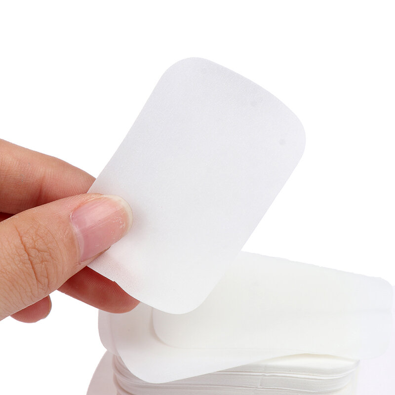 100 pz fogli di sapone di carta Mini portatile dimensioni di viaggio dissolvibili fiocchi di sapone secco fogli di sapone per il campeggio di viaggio bagni pubblici