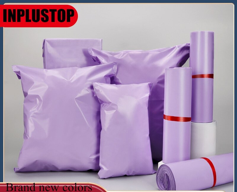 새로운 핑크 퍼플 택배 메일러 가방 50 개, 폴리 패키지 셀프 씰 메일 링 익스프레스 봉투 포장 가방 배송 가방