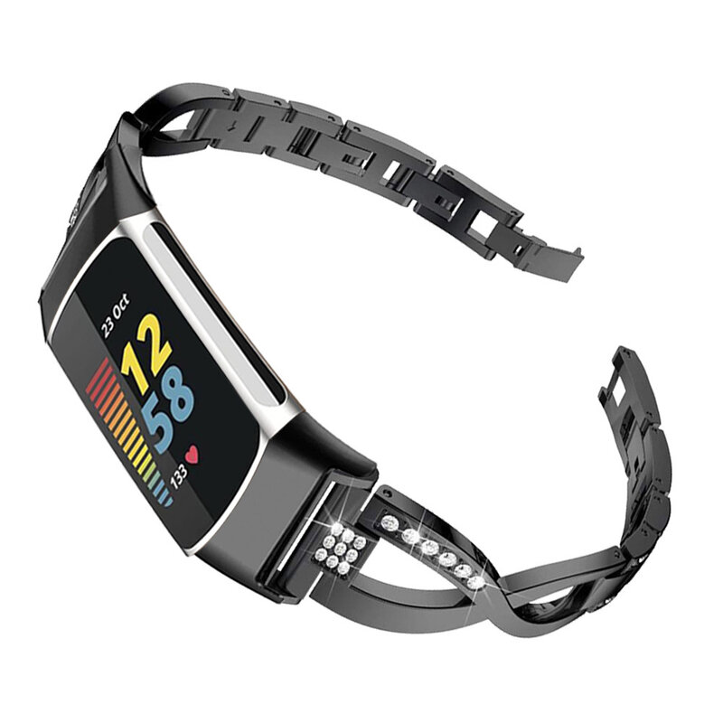 Bracelet de montre en forme de diamant de luxe pour Fitbit, bracelet en forme de X, Charge 2, Charge 3, Charge 4, Charge 5, SE