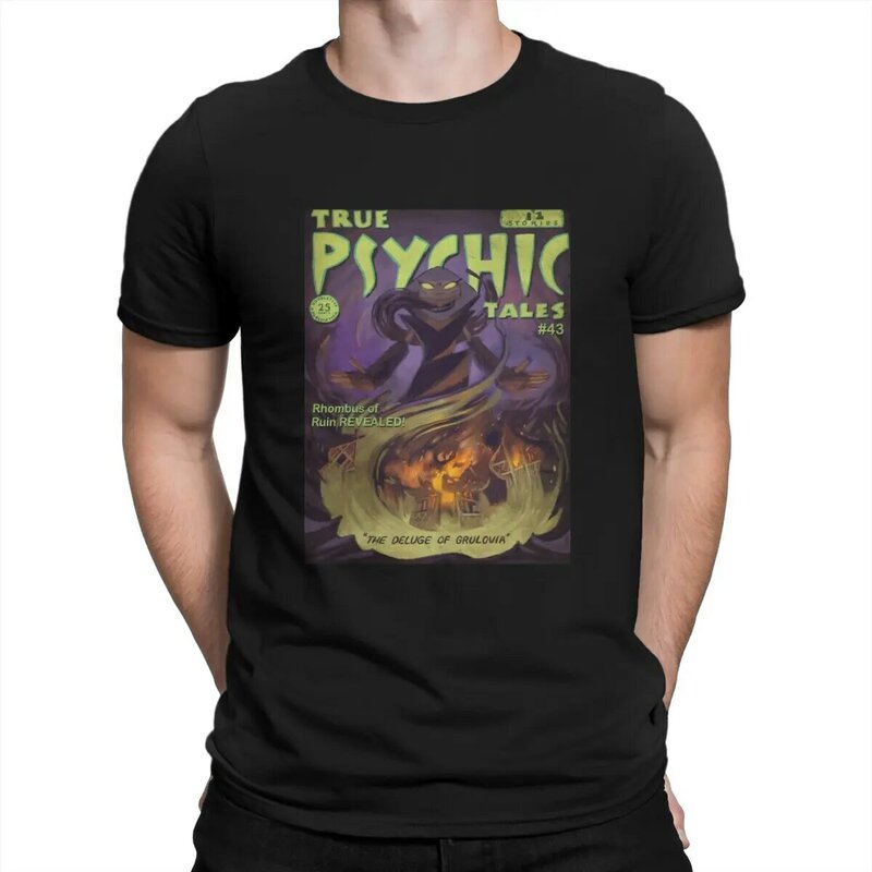 Kaus Psychic Tales asli untuk pria kaus katun kreatif Psychonauts kaus lengan pendek kerah O Atasan musim panas