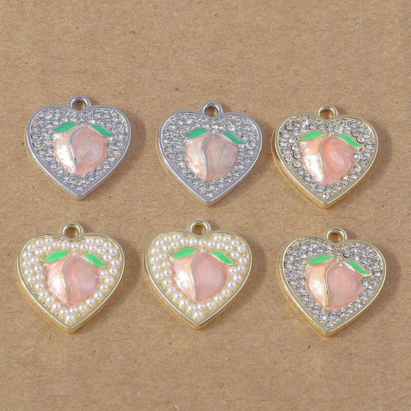 4 Stuks Hartvormige Honing Perzik Crystal Charms Voor Sieraden Maken Diy Handgemaakte Oorbellen Hangers Kettingen Craft Supplies