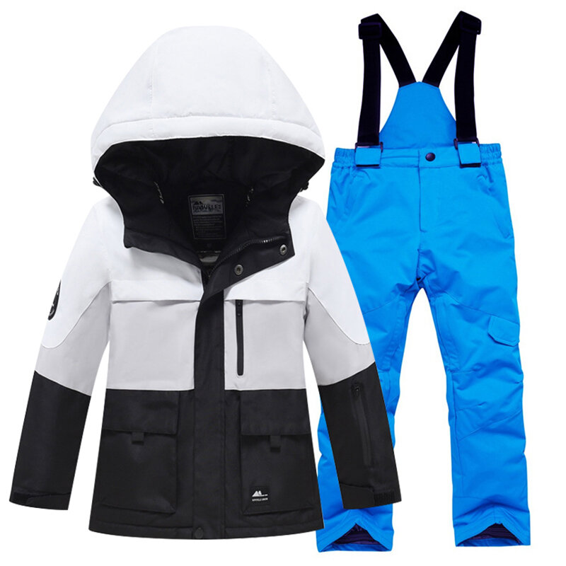 Conjunto de roupa de neve infantil para meninos e meninas, ternos de esqui quentes e impermeáveis, jaquetas e calças off-road,-30 ℃, 5, 8, 10, 12 anos, luxo